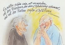 Es sollte schön sein, alt zu werden, voll des Friedens, der aus Erfahrung stammt, und voll der Falten reifer Erfüllung. - D. H. Lawrence