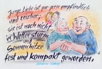 Junge Liebe besonders ist gar gern empfindlich und reizbar; sie ist noch nicht in Wettersturm und Sonnenhitze fest und kompakt geworden. - Jeremias Gotthelf